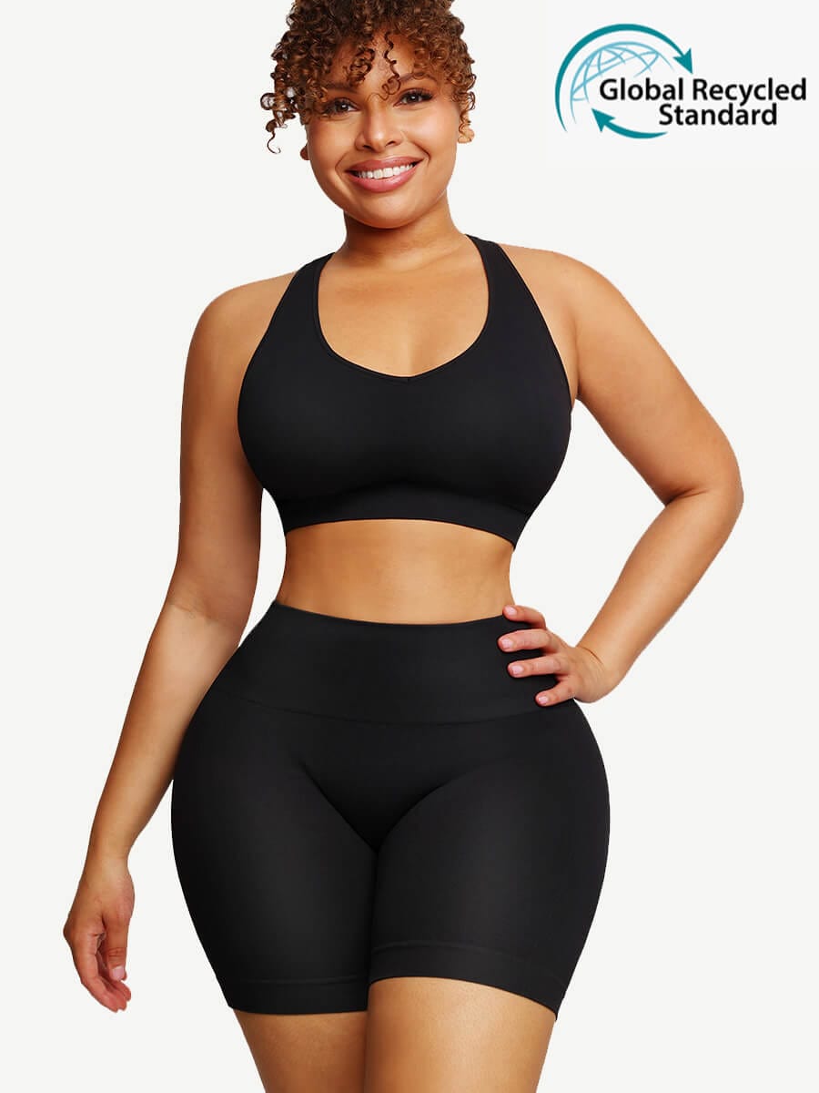 Wholesale 🌿Eco-friendly Sexy V Neck Seamless Sportswear Biker Shorts Set