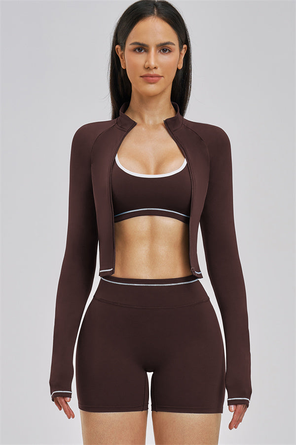 The Unbound Jacket Sports Bra Shorts 3-Piece Set