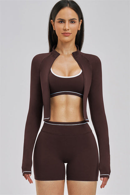 The Unbound Jacket Sports Bra Shorts 3-Piece Set
