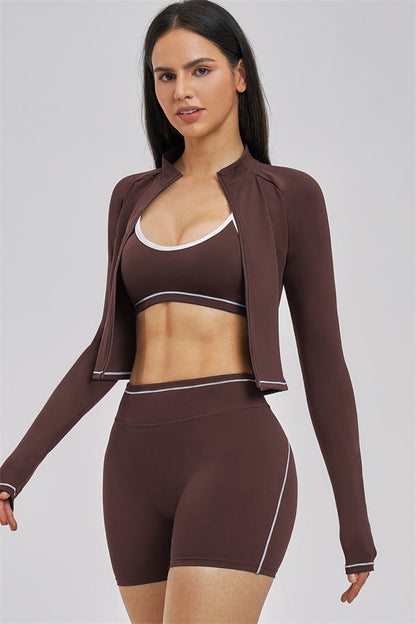 The Unbound Jacket Sports Bra Shorts 3-Piece Set
