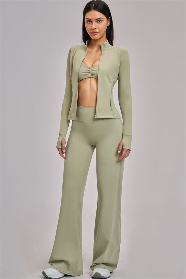 The Swoon Jacket Sports Bra Flared Leggings 3-Piece Set