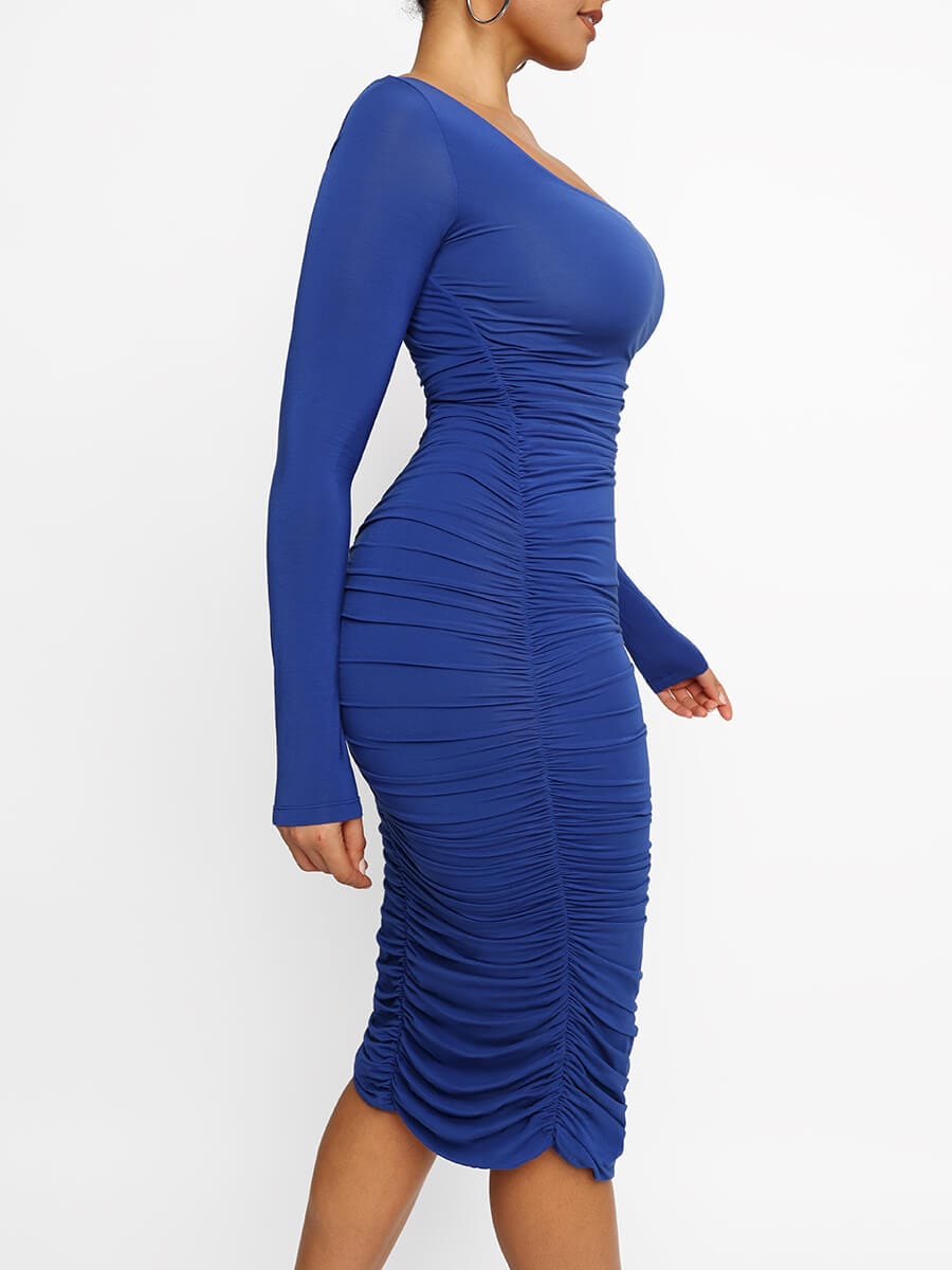 Square-Neck Long-Sleeve Bodycon Shapewear Dress