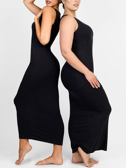 Light-Support Crew-Neck Long Built-In Shapewear Dress