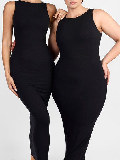 Light-Support Crew-Neck Long Built-In Shapewear Dress