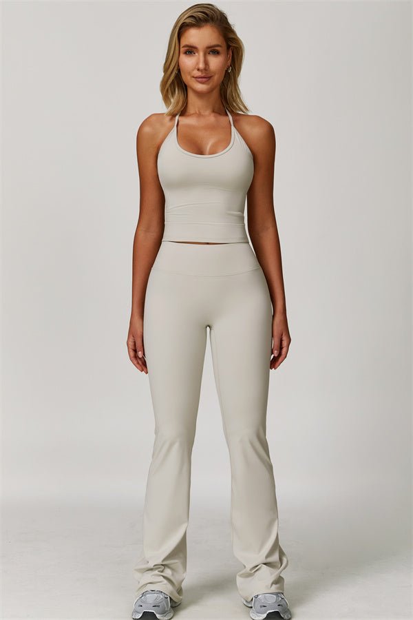 The Surge Halter Crop Top Flared Leggings 2-Piece Set
