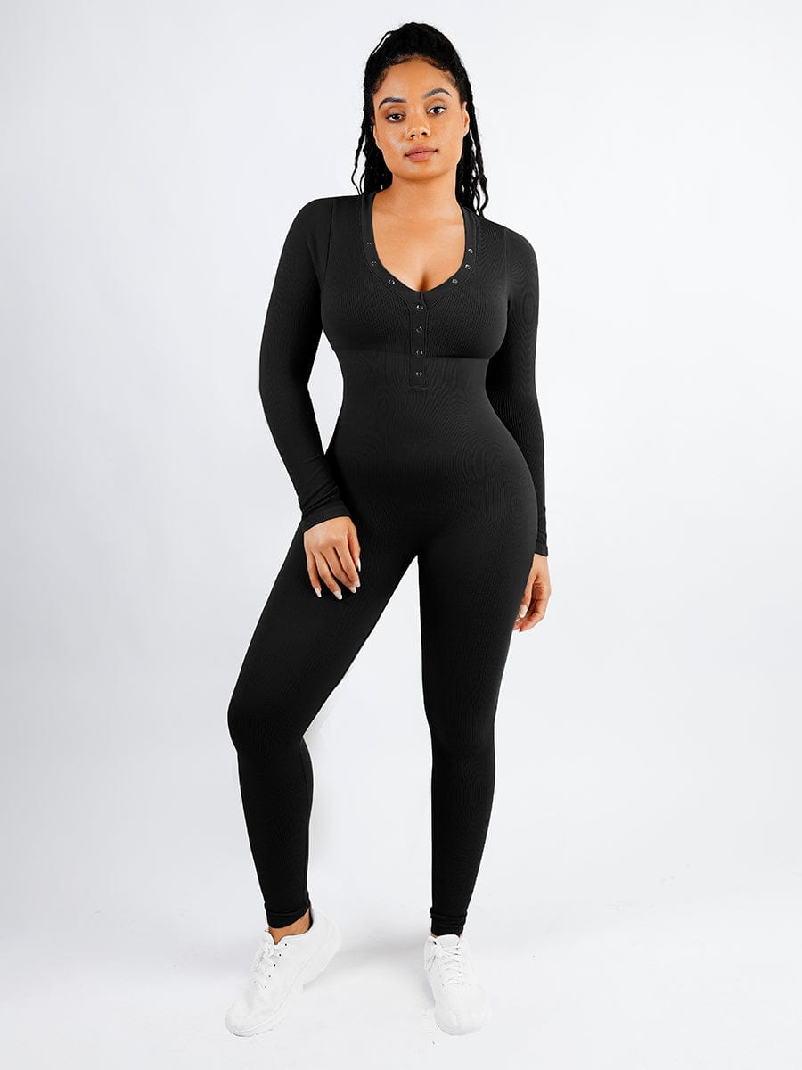 Seamless Deep V Waist-Cinching Tummy Control Catsuit
