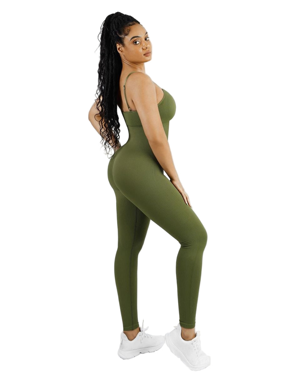 Wholesale High Stretchy Seamless Tummy Control Jumpsuit Removable cup pads