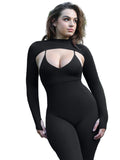 Wholesale 2 Piece Set Seamless High Stretchy Tummy Control Jumpsuit With Removable cup pads