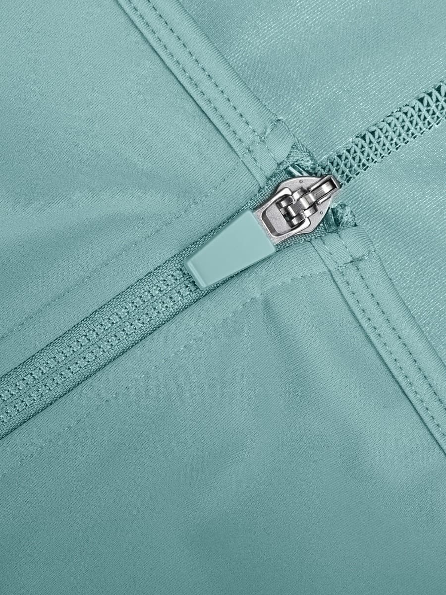 Zipper-Front Slit Sports Sauna Jumpsuit