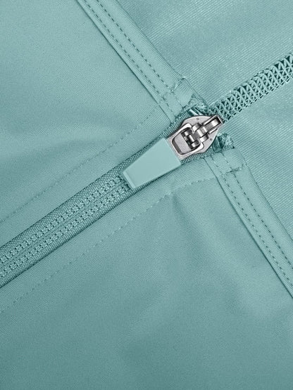 Zipper-Front Slit Sports Sauna Jumpsuit