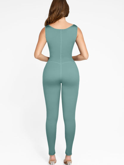 Zipper-Front Slit Sports Sauna Jumpsuit