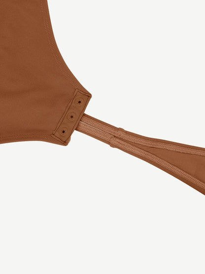 V-Neck Long-Sleeve Thong Waist-Control Bodysuit