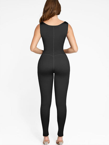 Zipper-Front Slit Sports Sauna Jumpsuit