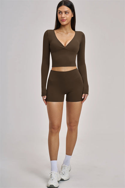 The Swoon Long Sleeve Crop top Shorts 2-Piece Set