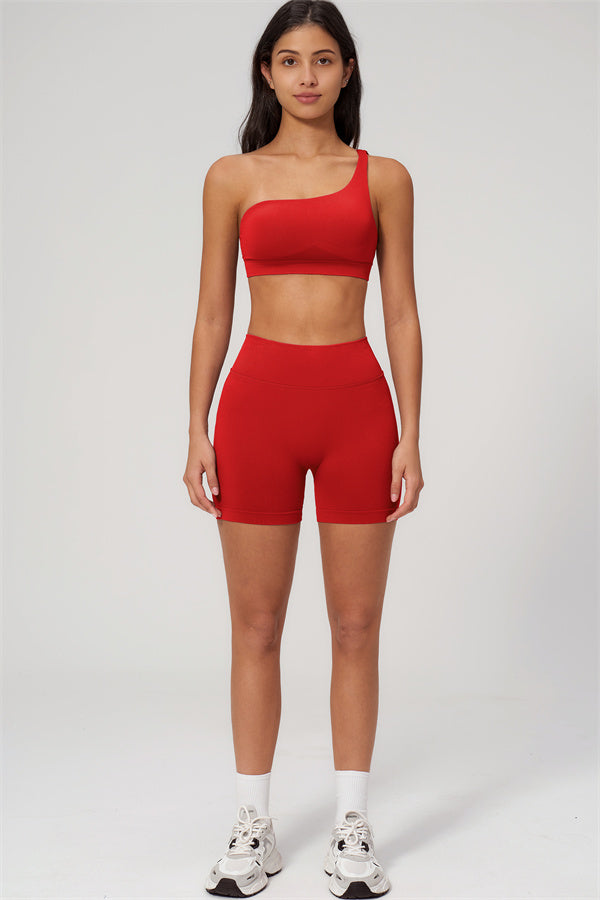 The Empower One-Shoulder Sports Bra Shorts 2-Piece Set