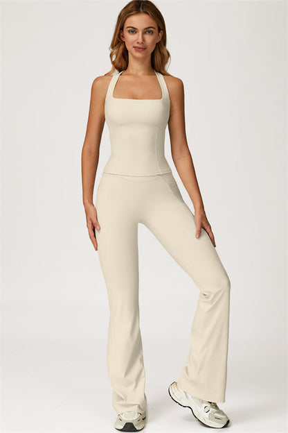 The Glacier Crop Tank Flared Leggings 2-Piece Set