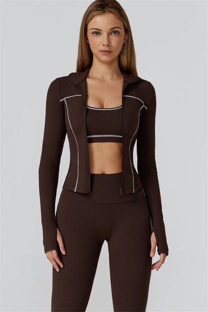 The Venus Zip Top Sports Bra Leggings 3-Piece Set