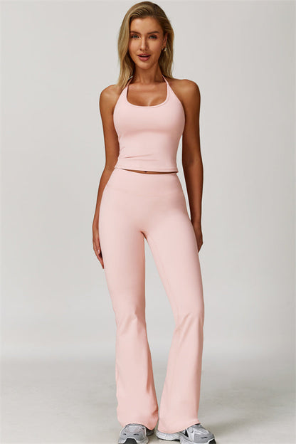 The Surge Halter Crop Top Flared Leggings 2-Piece Set