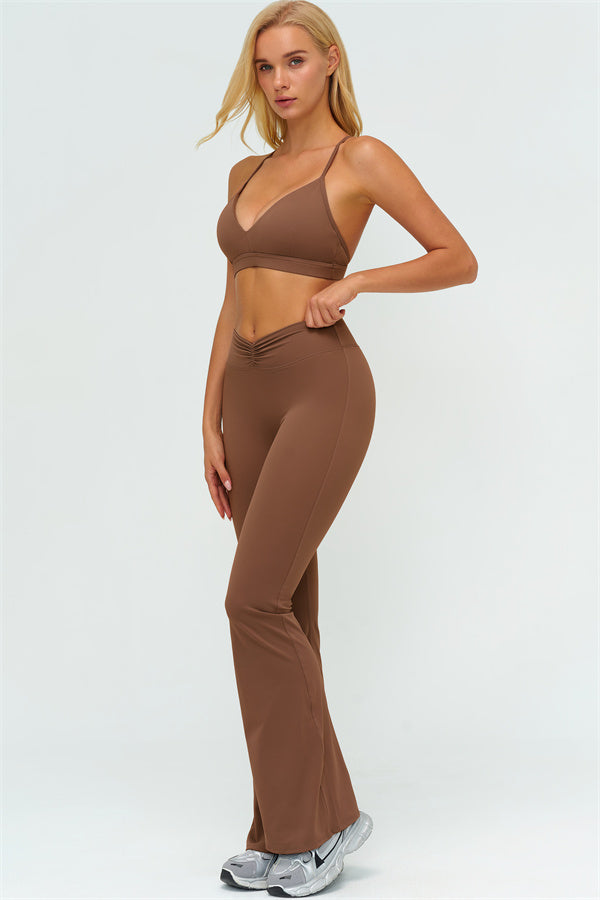 The Lushness Y-Back Sports Bra Flared Leggings 2-Piece Set