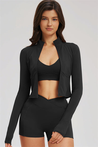 The Sizzle Zip Jacket Sports Bra Shorts 3-Piece Set