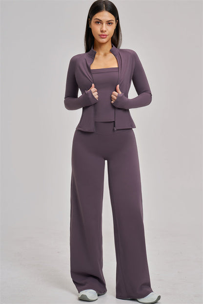 The Swoon Jacket Tank Top Flared Leggings 3-Piece Set
