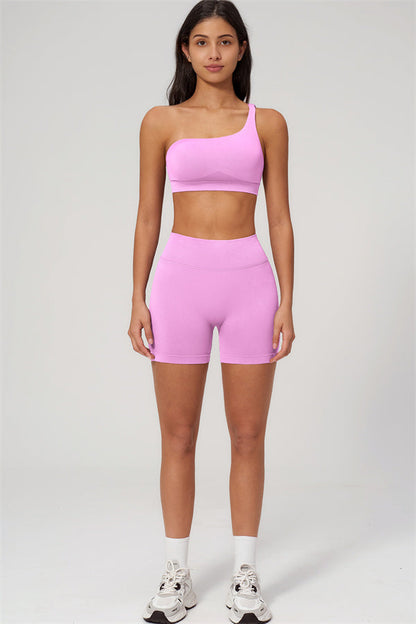 The Empower One-Shoulder Sports Bra Shorts 2-Piece Set