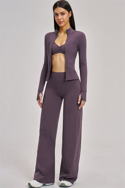 The Swoon Jacket Sports Bra Flared Leggings 3-Piece Set
