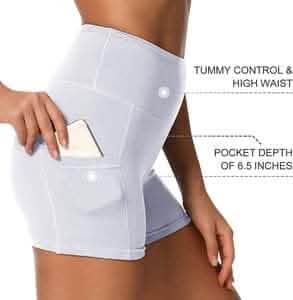 4-Pack: High Waist Soft Yoga Shorts for Women with 2 Side Pockets