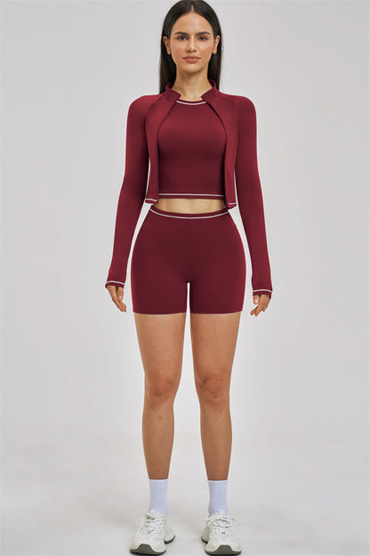The Unbound Jacket Crop Top Shorts 3-Piece Set
