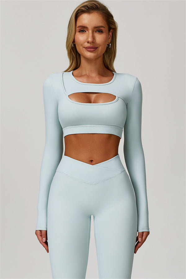 The Lavish Long Sleeve Cut-out Crop Top Leggings 2-Piece Set