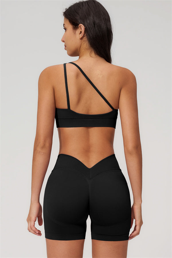 The Empower One-Shoulder Sports Bra Shorts 2-Piece Set