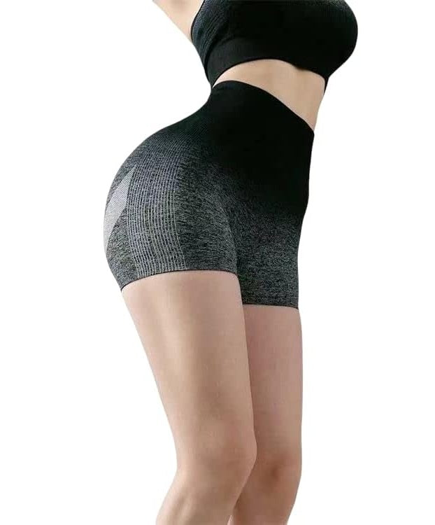 Women's High Waist Gradient Yoga Shorts – Seamless Hip-Lifting Shapewear with Light Compression