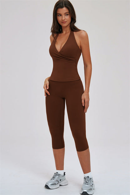 The Twirl Halter Tank Top Capri Leggings 2-Piece Set
