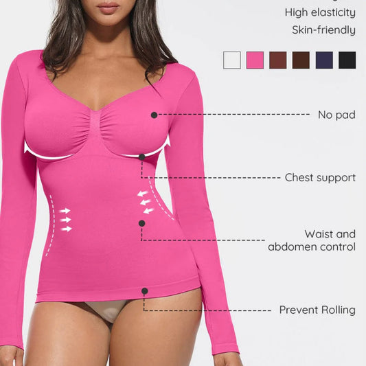 Seamless Diamond Neck Bust Support Waist And Tummy Control Shaping Top