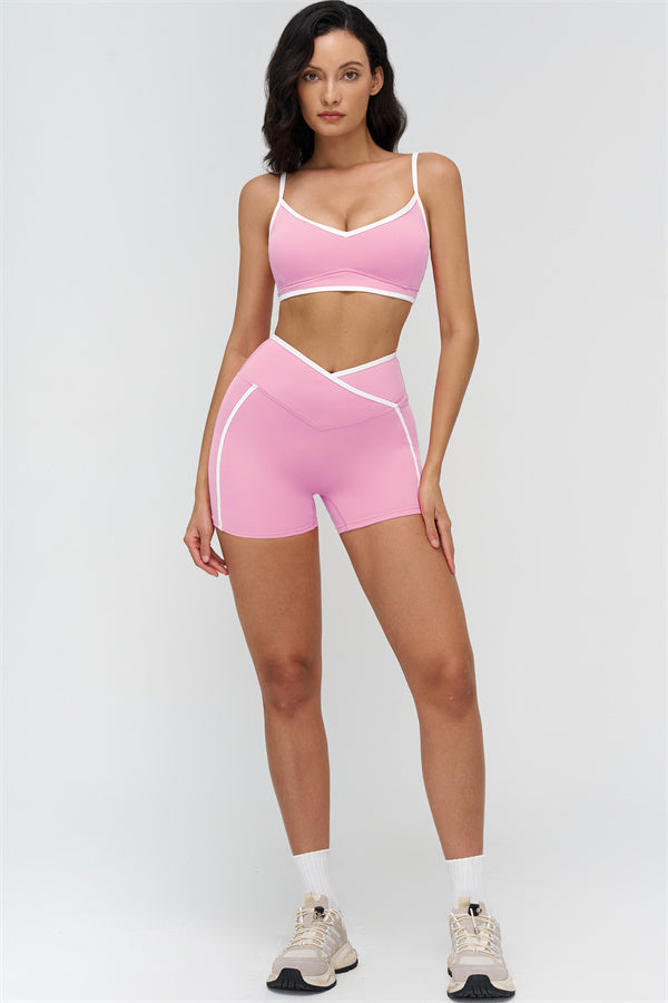 The Crave Contrast Sports Bra Shorts 2-Piece Set