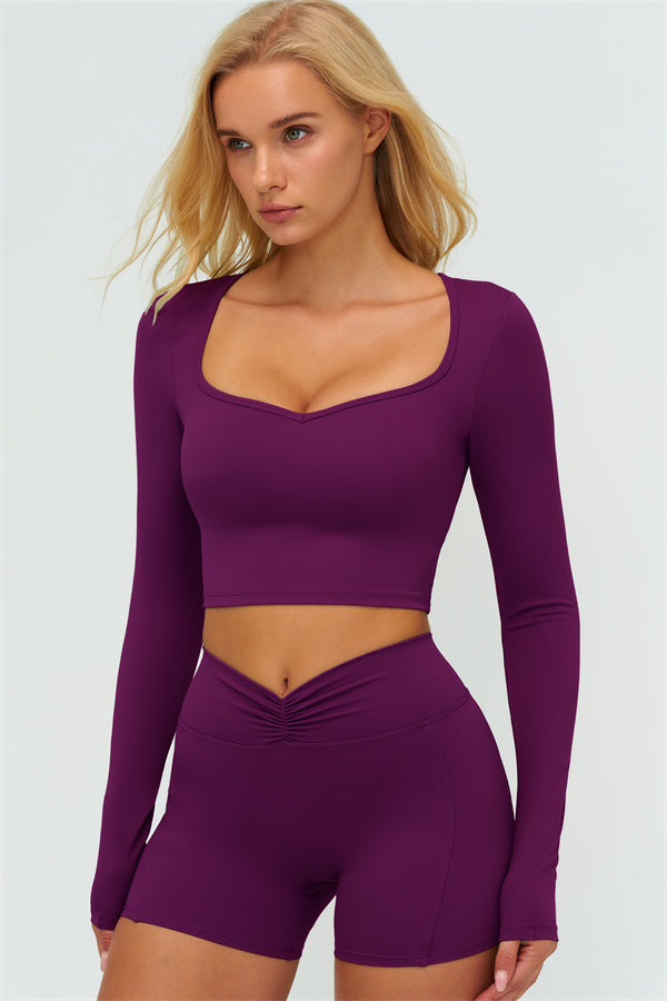 The Lushness Long Sleeve Crop top Shorts 2-Piece Set