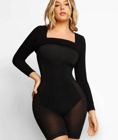 Shapewear Dress Long Sleeve Midi Dress