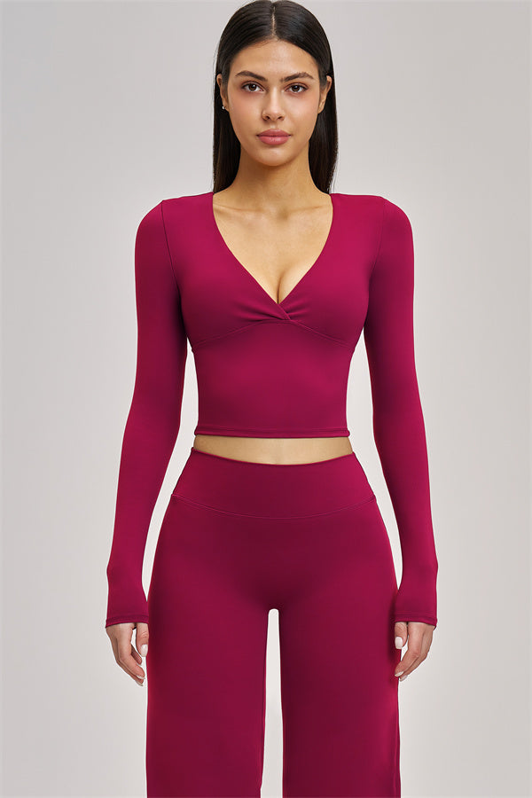 The Swoon Long Sleeve Crop top Flared Leggings 2-Piece Set