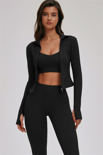 The Kinetic Zip Jacket Cross Back Sports Bra Leggings 3-Piece Set
