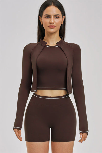 The Unbound Jacket Crop Top Shorts 3-Piece Set