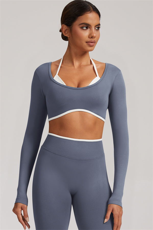 The Elevate New Long Sleeve Crop top Leggings 2-Piece Set