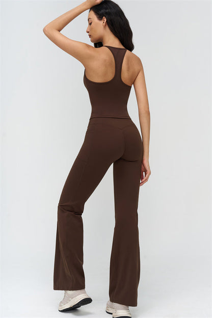 The BoldFit Crop Top Flared Leggings 2-Piece Set