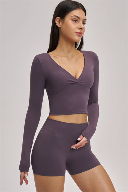 The Swoon Long Sleeve Crop top Shorts 2-Piece Set