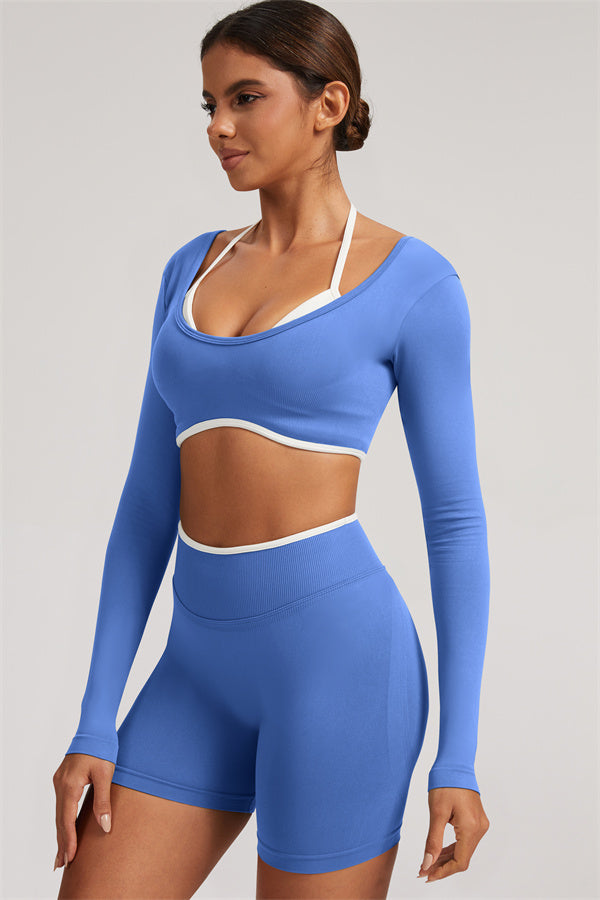 The Elevate Long Sleeve Crop top Shorts 2-Piece Set
