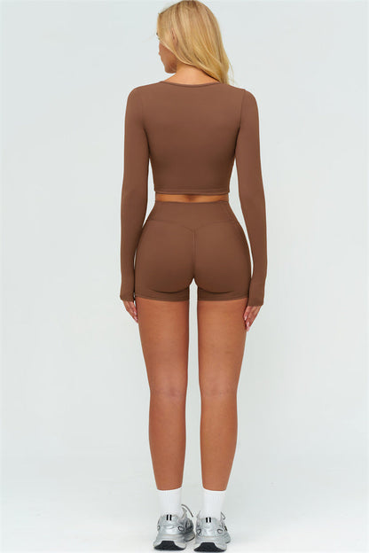 The Lushness Long Sleeve Crop top Shorts 2-Piece Set