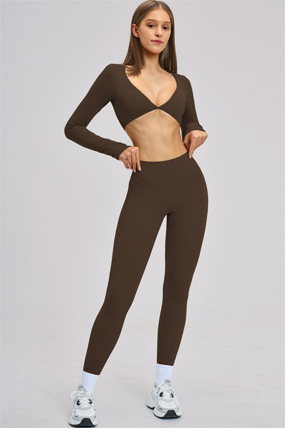 The Zestful Long Sleeve Crop Top Leggings 2-Piece Set