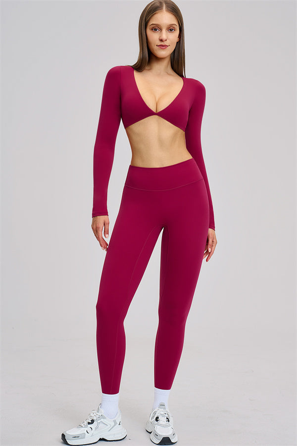 The Zestful Long Sleeve Crop Top Leggings 2-Piece Set