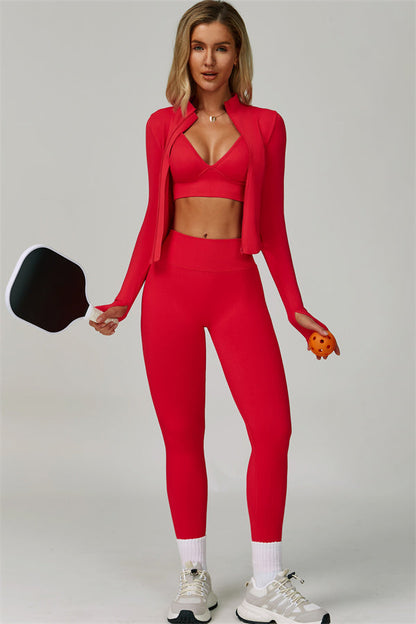 The Empower Jacket Sports Bra Leggings 3-Piece Set