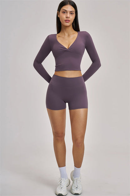 The Swoon Long Sleeve Crop top Shorts 2-Piece Set