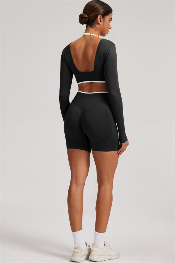 The Elevate Long Sleeve Crop top Shorts 2-Piece Set
